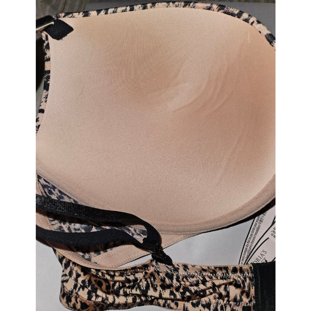Victoria's Secret Push Up Bra Size 40C Beige Leopard Print New - Picture 5 of 7
